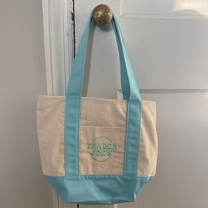 Trader Joe's Blue and Cream Tote Bag small